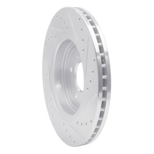 Acura MDX Brake Rotor (1) - Front Left - R1 Concepts - Drilled & Slotted - Silver - `17-`20